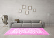 Machine Washable Persian Pink Traditional Rug in a Living Room, wshtr4674pnk