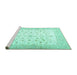 Sideview of Machine Washable Persian Turquoise Traditional Area Rugs, wshtr4674turq