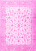 Machine Washable Persian Pink Traditional Rug, wshtr4674pnk