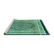 Sideview of Machine Washable Persian Turquoise Traditional Area Rugs, wshtr4675turq