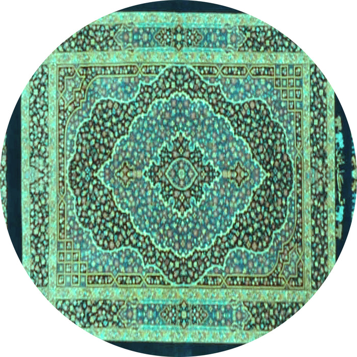 Round Persian Turquoise Traditional Rug, tr4675turq