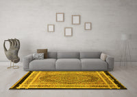 Machine Washable Persian Yellow Traditional Rug, wshtr4675yw