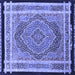 Square Machine Washable Persian Blue Traditional Rug, wshtr4675blu