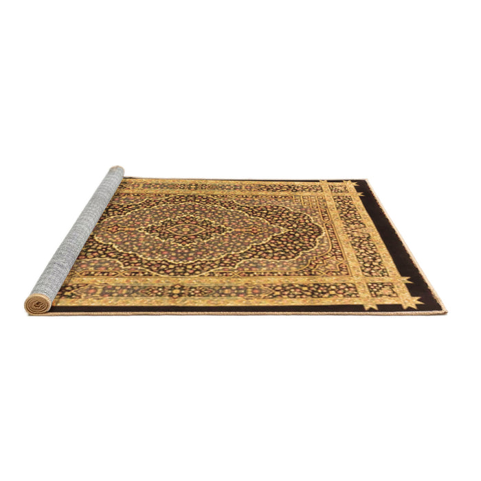Sideview of Machine Washable Persian Brown Traditional Rug, wshtr4675brn