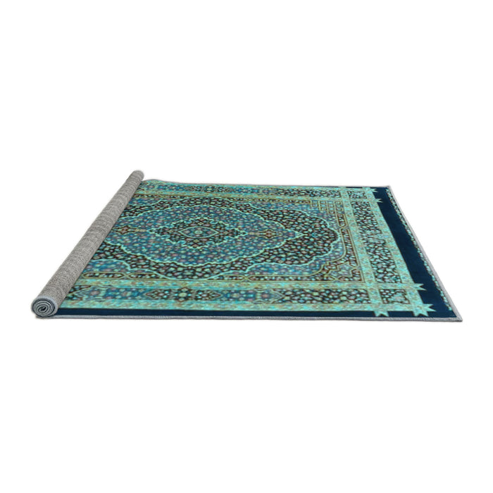 Sideview of Machine Washable Persian Light Blue Traditional Rug, wshtr4675lblu