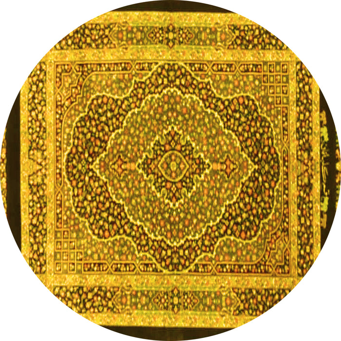 Round Persian Yellow Traditional Rug, tr4675yw