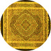 Round Persian Yellow Traditional Rug, tr4675yw