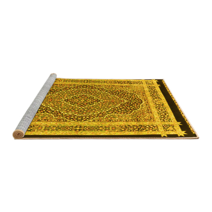 Sideview of Machine Washable Persian Yellow Traditional Rug, wshtr4675yw