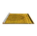 Sideview of Machine Washable Persian Yellow Traditional Rug, wshtr4675yw