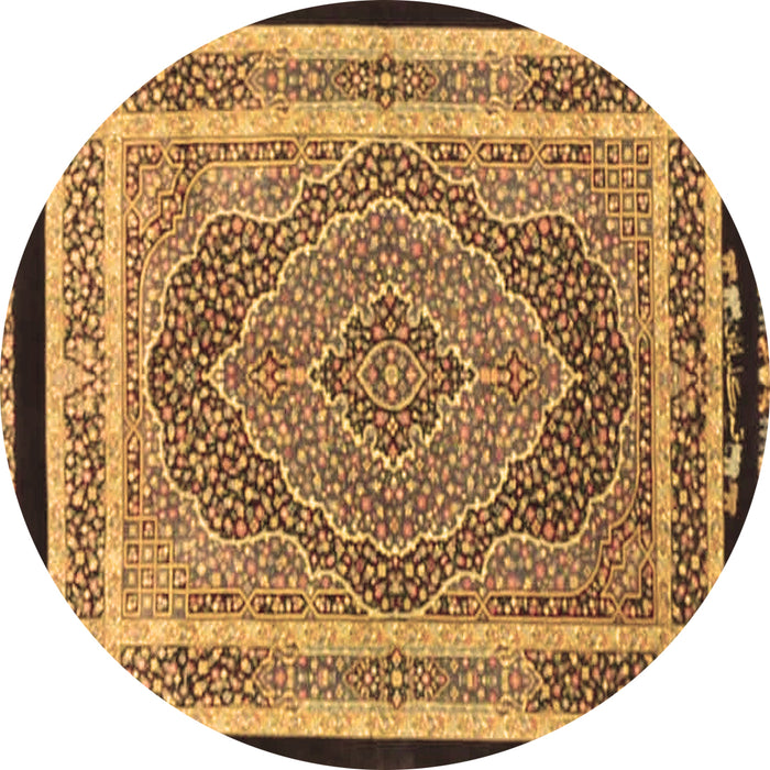 Round Persian Brown Traditional Rug, tr4675brn