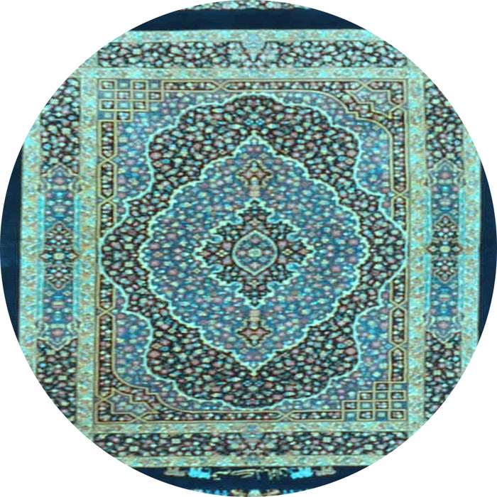 Round Machine Washable Persian Light Blue Traditional Rug, wshtr4675lblu