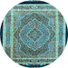 Round Machine Washable Persian Light Blue Traditional Rug, wshtr4675lblu