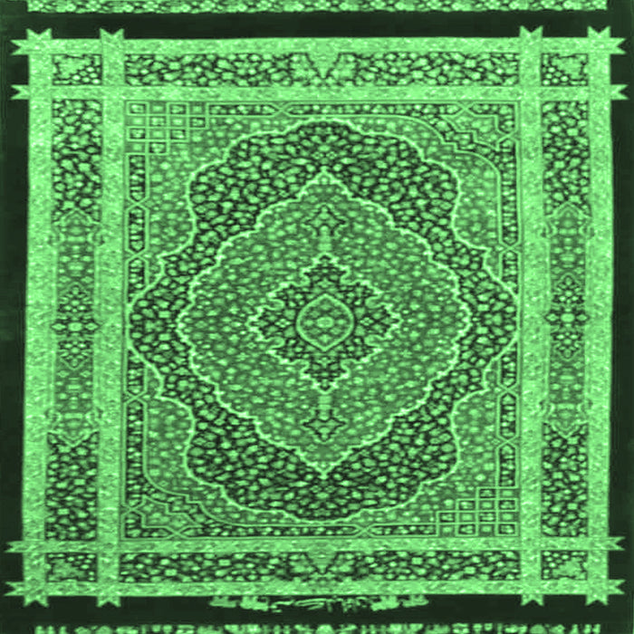Square Machine Washable Persian Emerald Green Traditional Area Rugs, wshtr4675emgrn