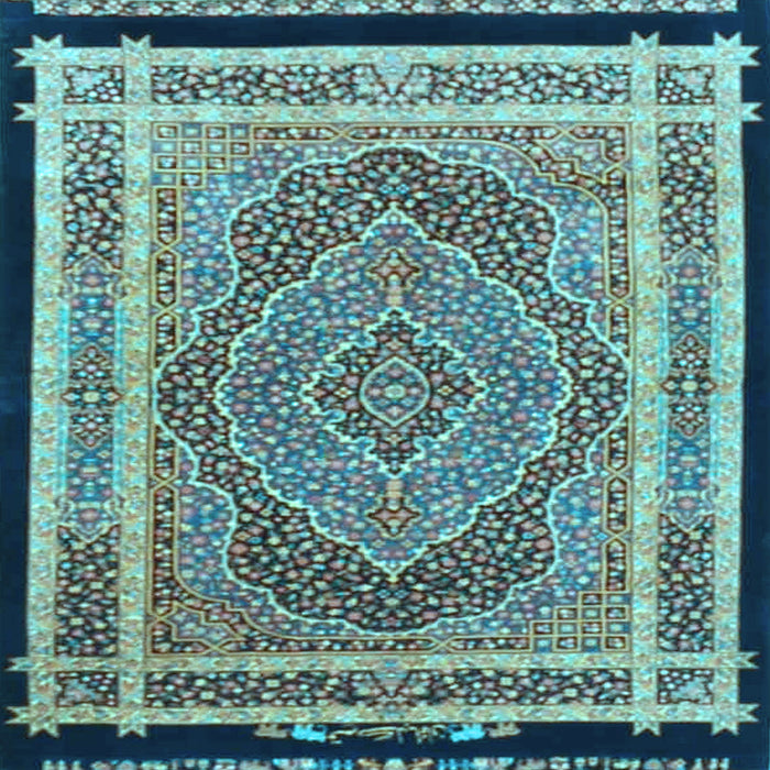 Square Machine Washable Persian Light Blue Traditional Rug, wshtr4675lblu