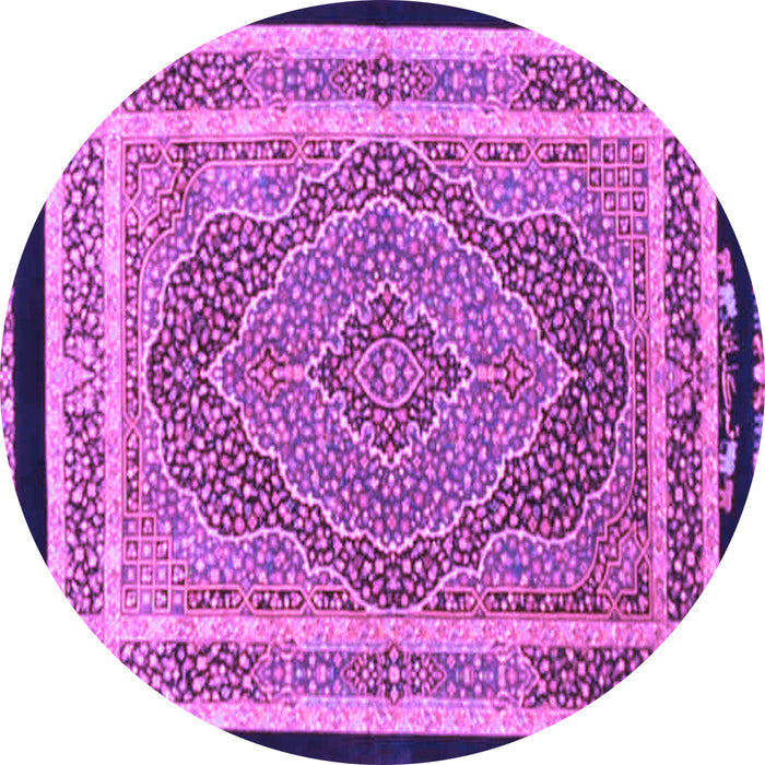 Round Machine Washable Persian Purple Traditional Area Rugs, wshtr4675pur