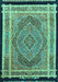 Machine Washable Persian Turquoise Traditional Area Rugs, wshtr4675turq