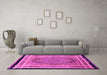 Machine Washable Persian Pink Traditional Rug in a Living Room, wshtr4675pnk