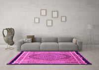 Machine Washable Persian Pink Traditional Rug, wshtr4675pnk