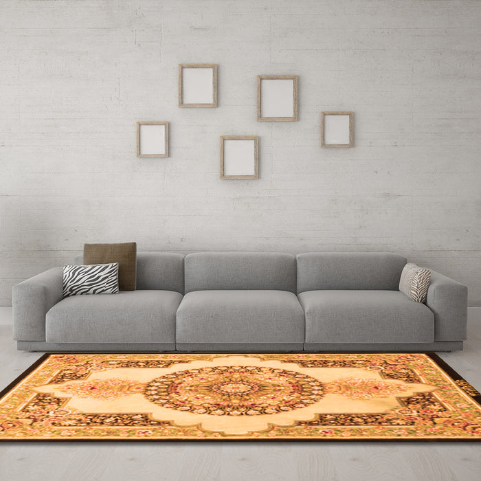 Machine Washable Persian Orange Traditional Area Rugs in a Living Room, wshtr4676org