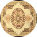 Round Persian Brown Traditional Rug, tr4676brn