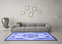 Machine Washable Persian Blue Traditional Rug, wshtr4676blu