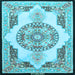 Square Machine Washable Persian Light Blue Traditional Rug, wshtr4676lblu