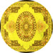 Round Persian Yellow Traditional Rug, tr4676yw