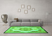 Machine Washable Persian Green Traditional Area Rugs in a Living Room,, wshtr4676grn