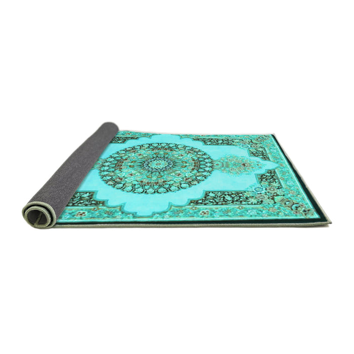 Sideview of Persian Turquoise Traditional Rug, tr4676turq