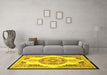Machine Washable Persian Yellow Traditional Rug in a Living Room, wshtr4676yw