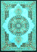 Machine Washable Persian Turquoise Traditional Area Rugs, wshtr4676turq