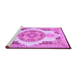 Sideview of Machine Washable Persian Pink Traditional Rug, wshtr4676pnk