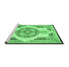 Sideview of Machine Washable Persian Emerald Green Traditional Area Rugs, wshtr4676emgrn