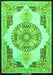 Serging Thickness of Machine Washable Persian Green Traditional Area Rugs, wshtr4676grn