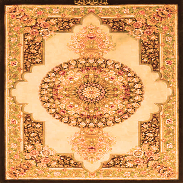 Round Machine Washable Persian Orange Traditional Area Rugs, wshtr4676org