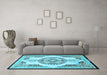 Machine Washable Persian Light Blue Traditional Rug in a Living Room, wshtr4676lblu