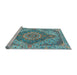 Sideview of Machine Washable Traditional Grey Gray Rug, wshtr4677