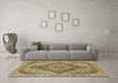 Machine Washable Medallion Brown Traditional Rug in a Living Room,, wshtr4677brn