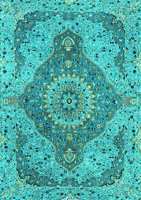 Medallion Turquoise Traditional Rug, tr4677turq