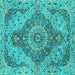 Square Machine Washable Medallion Turquoise Traditional Area Rugs, wshtr4677turq