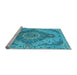 Sideview of Machine Washable Medallion Light Blue Traditional Rug, wshtr4677lblu