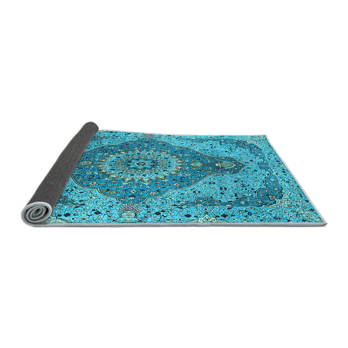 Sideview of Medallion Light Blue Traditional Rug, tr4677lblu