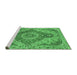 Sideview of Machine Washable Medallion Emerald Green Traditional Area Rugs, wshtr4677emgrn