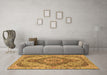 Machine Washable Medallion Orange Traditional Area Rugs in a Living Room, wshtr4677org