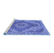 Sideview of Machine Washable Medallion Blue Traditional Rug, wshtr4677blu