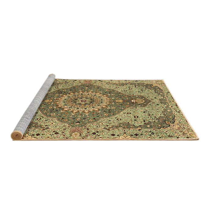 Sideview of Machine Washable Medallion Brown Traditional Rug, wshtr4677brn