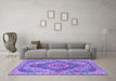 Machine Washable Medallion Purple Traditional Area Rugs in a Living Room, wshtr4677pur