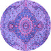 Round Medallion Purple Traditional Rug, tr4677pur