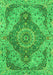 Serging Thickness of Machine Washable Medallion Green Traditional Area Rugs, wshtr4677grn