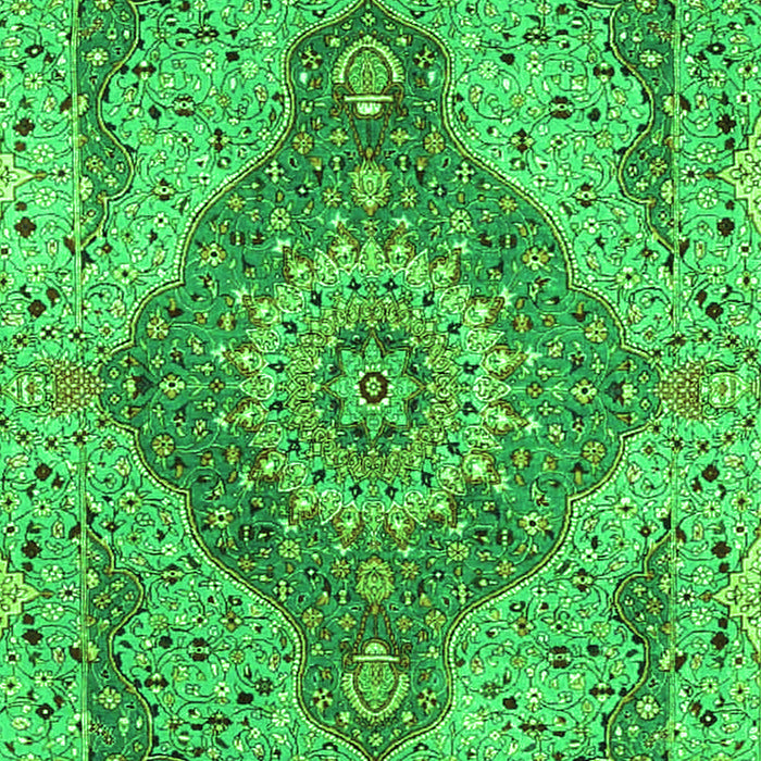 Serging Thickness of Machine Washable Medallion Green Traditional Area Rugs, wshtr4677grn
